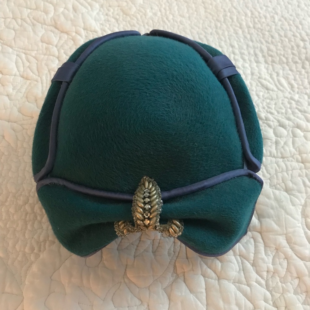 Vintage Felt Hat, Teal Blue